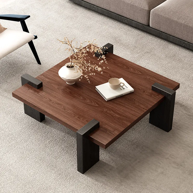 

Medieval style wabi-sabi wind solid wood square coffee table designer log tea table modern simple solid wood coffee table
