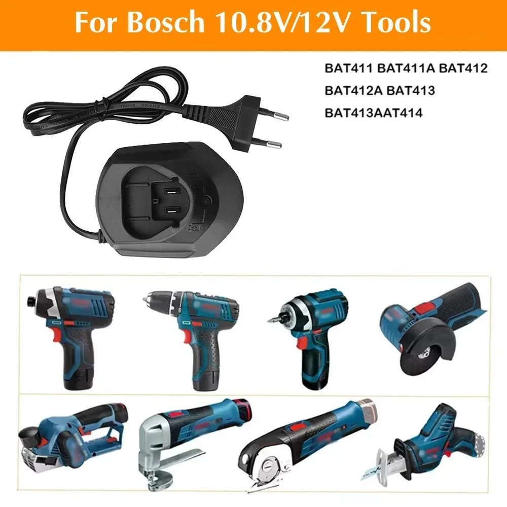 Li-ion Battery Charger For Bosch 10.8V 12V BAT411 BAT412 TSR1080 EU/US Plug LED Indicator Power Tool Charger No Battery