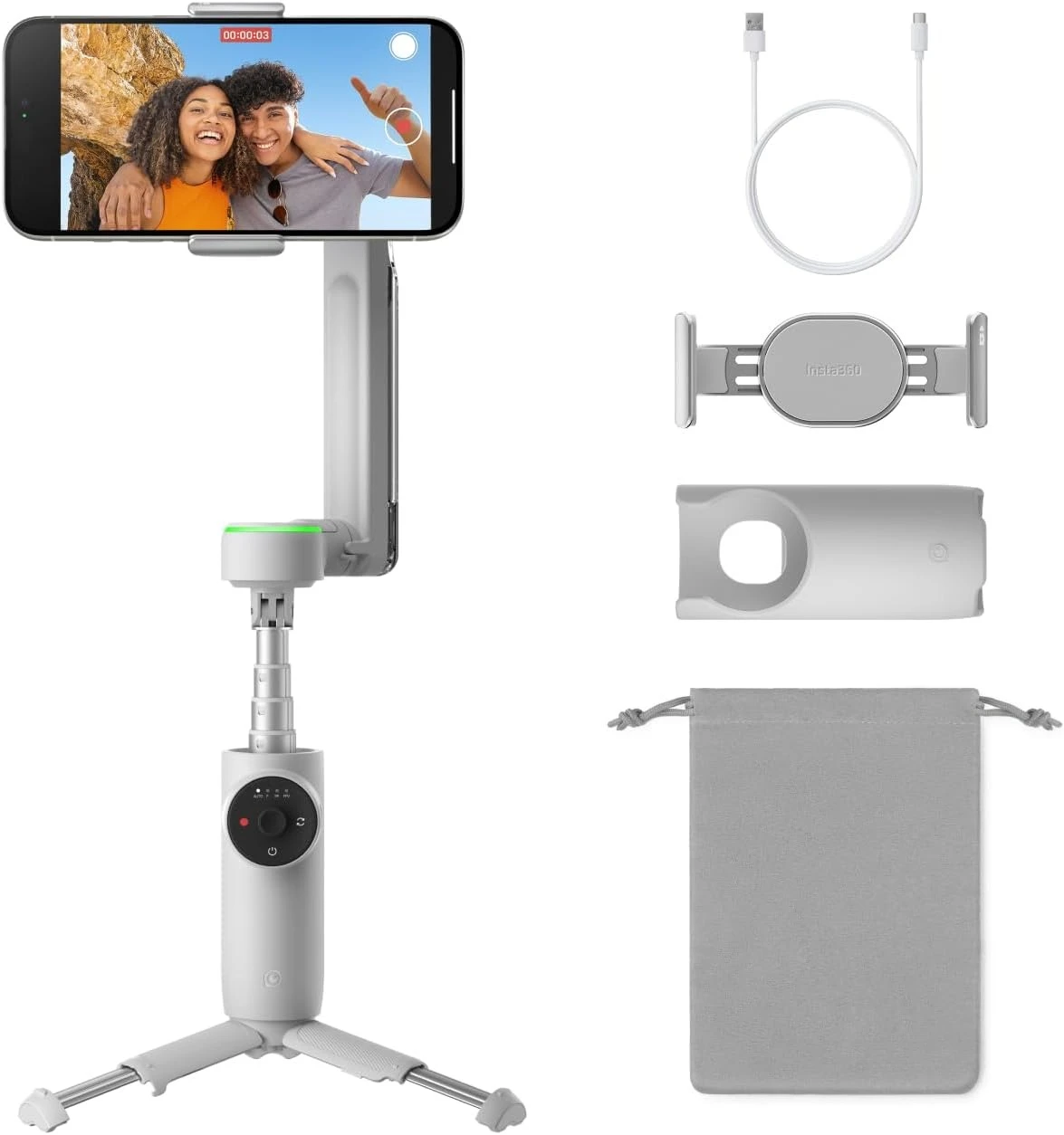مثبت انحراف يعمل بالذكاء الاصطناعي للهواتف الذكية، تمكين Apple، تتبع عموم لا نهائي 360 درجة، تثبيت ثلاثي المحاور