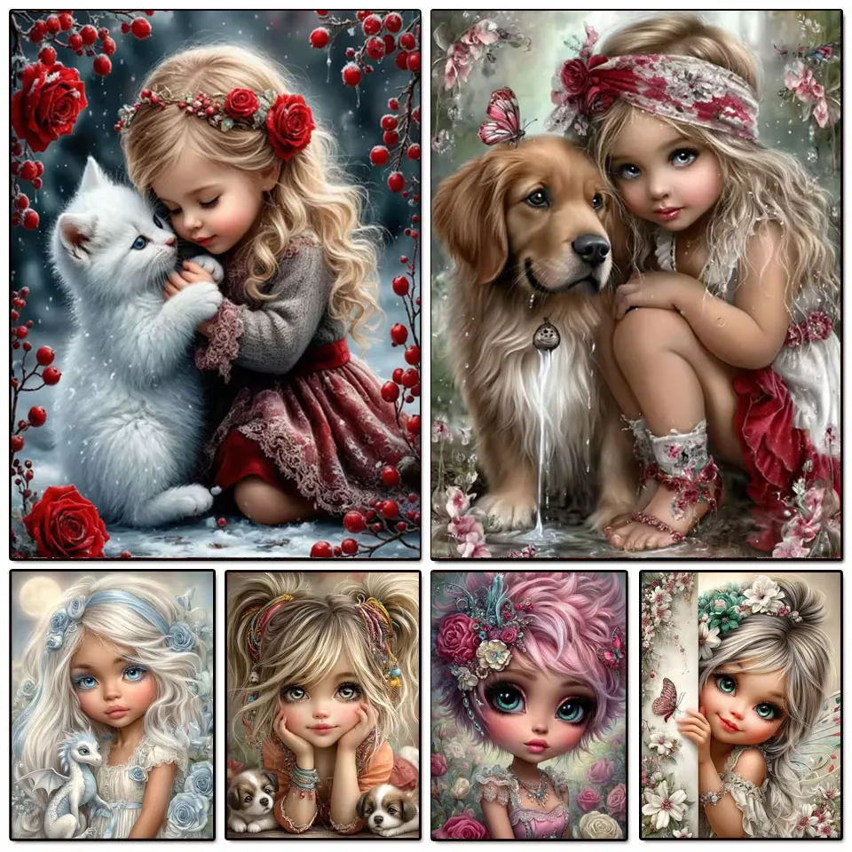 5D Diamond Painting Gothic Lady Witch Raven Roses Full Drill DIY Diamond Art Kits, Mosaic Embroidery, Home Wall Decor Gift