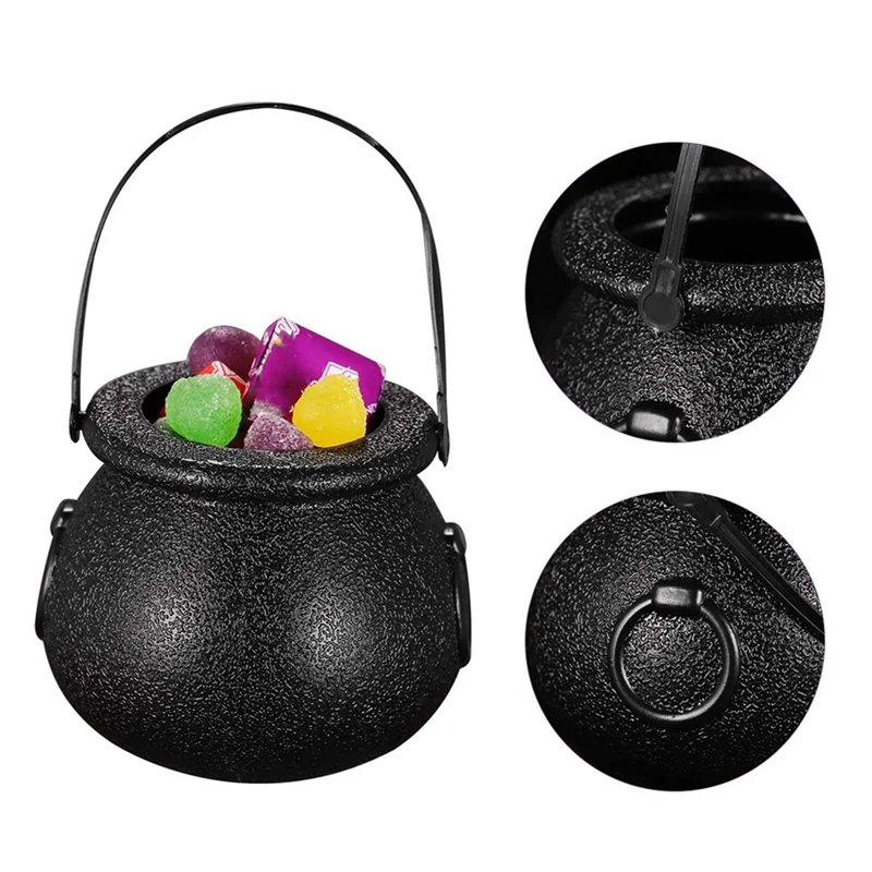 

24Pcs Mini Candy Kettles Witch Skeleton Cauldron Holder Pot With Handle For Halloween Easter St Patrick's Day Party-Y47A