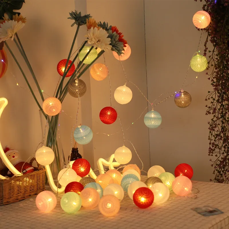 10/20/40 Led Cotton Balls Lights LED Fairy Light for Home Kid Bedroom Garland Christmas Party Garden Holiday Lighting Decoration