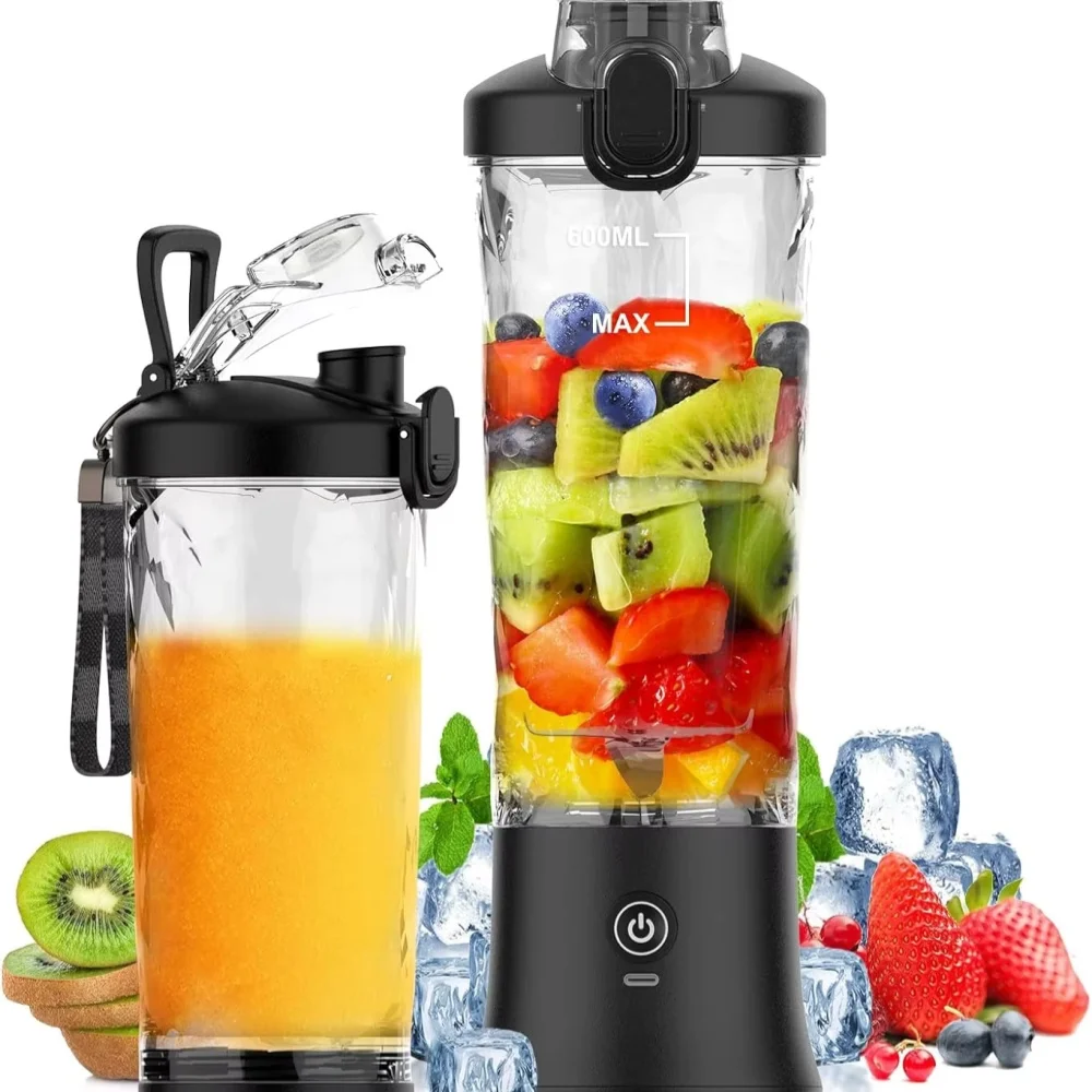 New Portable Blender 600ML Electric Juicer Fruit Mixers 4000mAh USB Rechargeable Mini Smoothie Blender Orange Juicer Machine