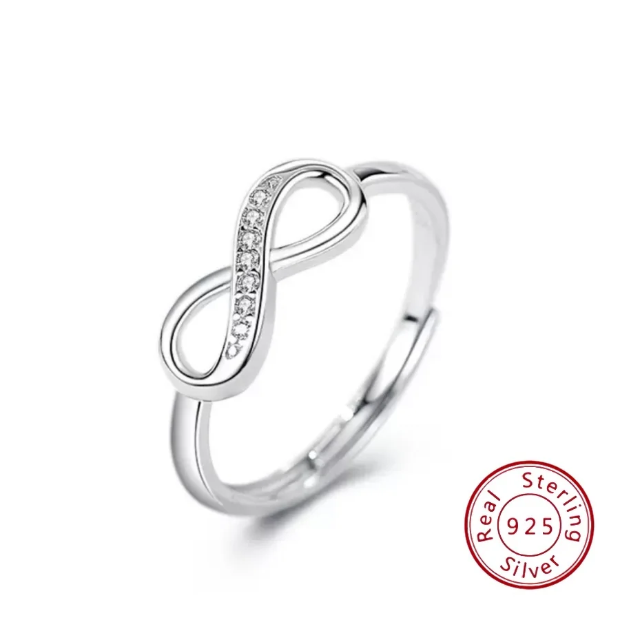 

Trending European & American S925 Sterling Silver Infinite Love Ring Fashionable Micro-Pavé Setting Adjustable