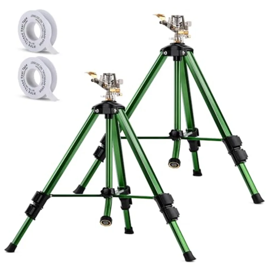 

Lawn Sprinklers for Yard 360 Tripod Sprinklers for Large Area Heavy Duty with 3/4 Inch Connector and Extension Legs Flip Locks