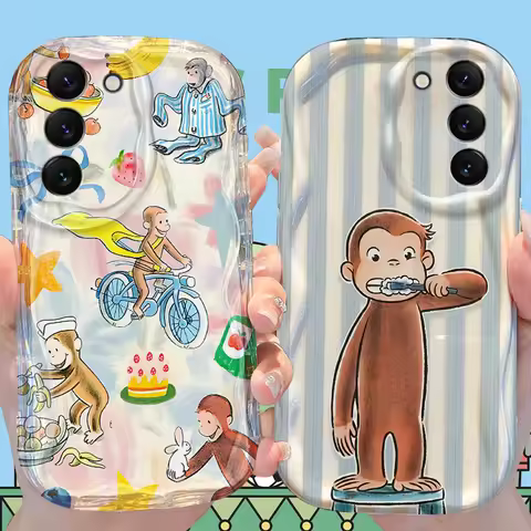 Curious George Case for Samsung Galaxy S25 S24 S23 S22 S21 Ultra Plus S20 FE A73 A72 A71 A56 A55 A54 5G A52 A52S A51 4G Cover