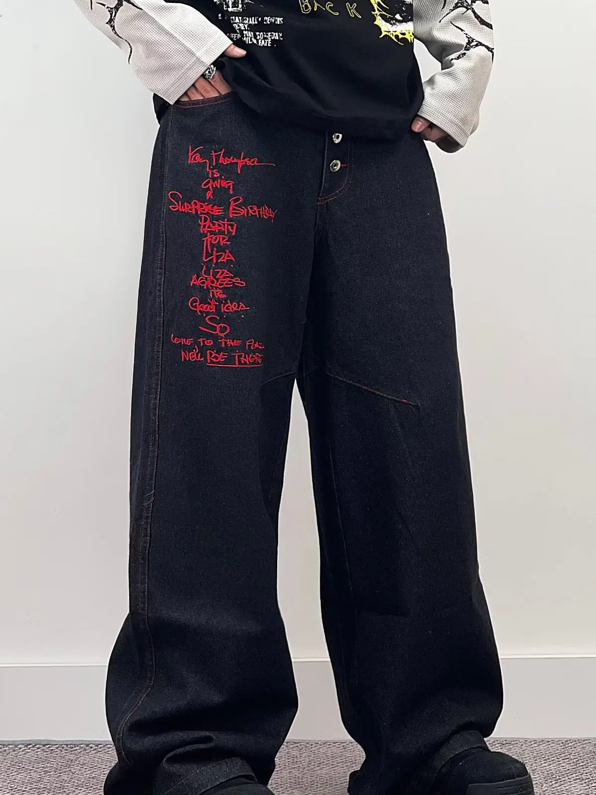 

American Sle Retro Heavy Embroidery Jeans Men's Loose Straight Leg Casual Long Pants Autumn New Trend Brand Wear Resistant