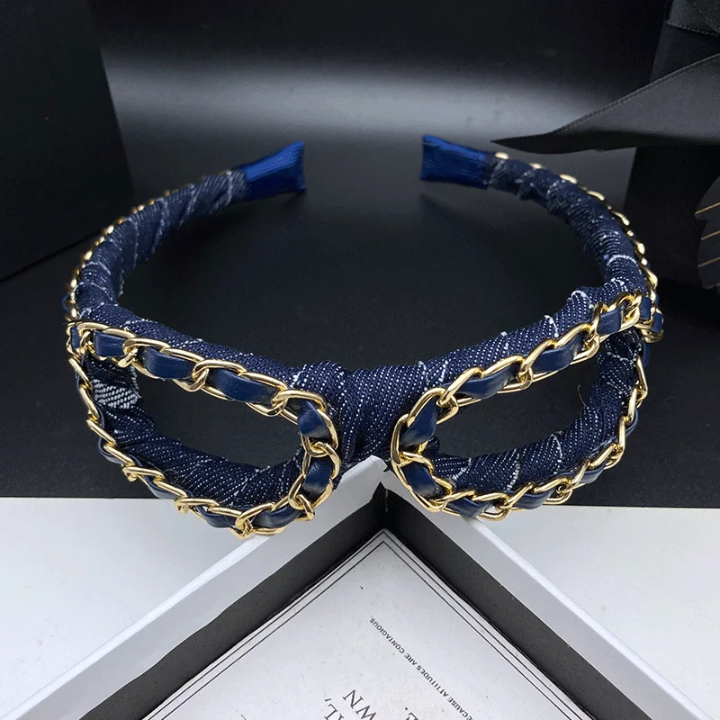 Denim-Kunst Haarspangen und Stirnbänder für Frauen, Hochwertige Erwachsenenmode, Stilvolle Haarbündel, Gepresste Haar-Stirnbänder – Detail 3