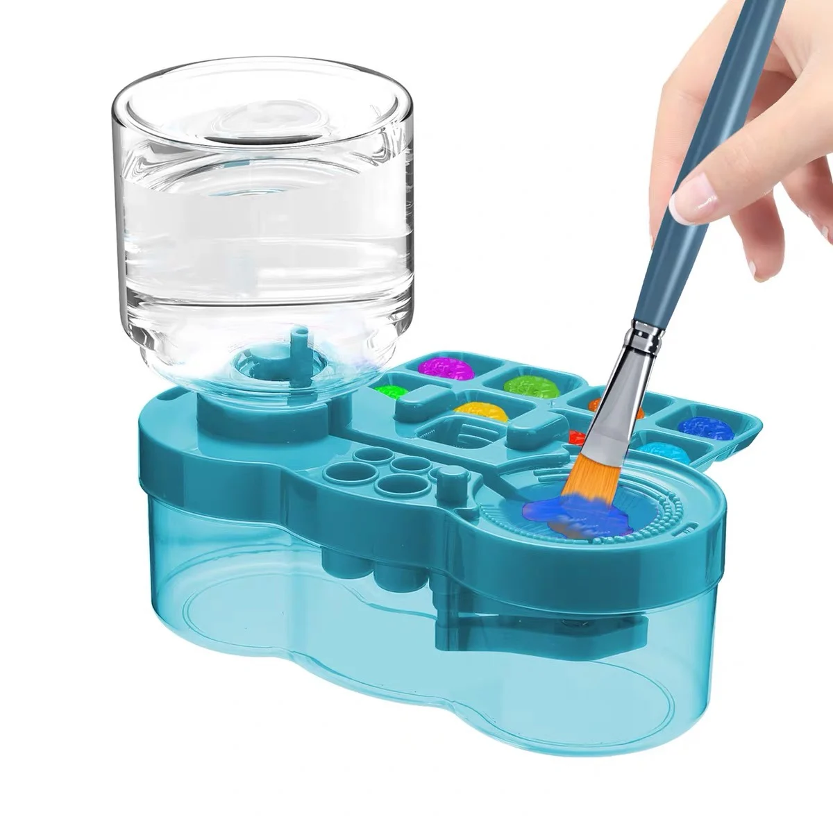 Paint Brush Washer with Drain Button Automatic Water Circulation Watercolor Pen Clean Bucket Art Painting Brush Cleaning Tool