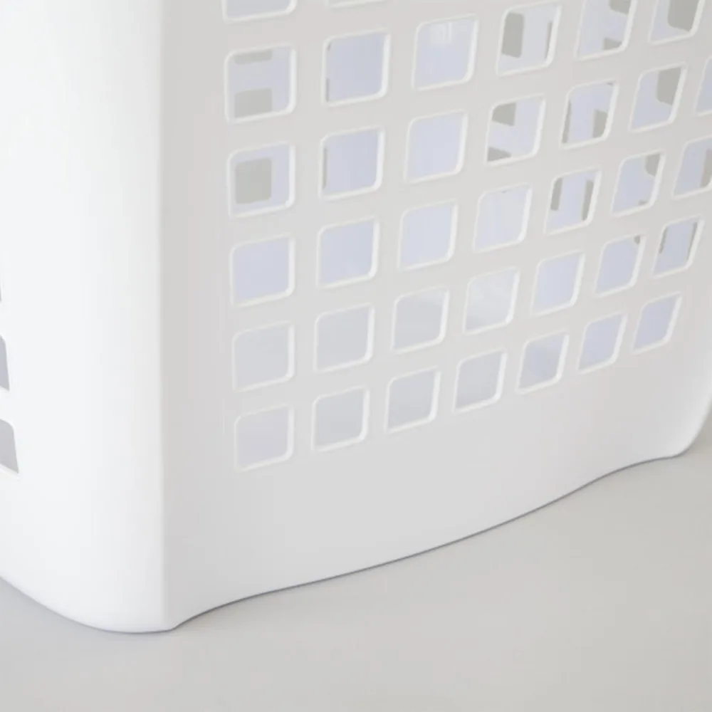 4-Pack White Plastic Laundry Hamper with Comfort Handles, Easy Carry for Bedroom & Laundry Room