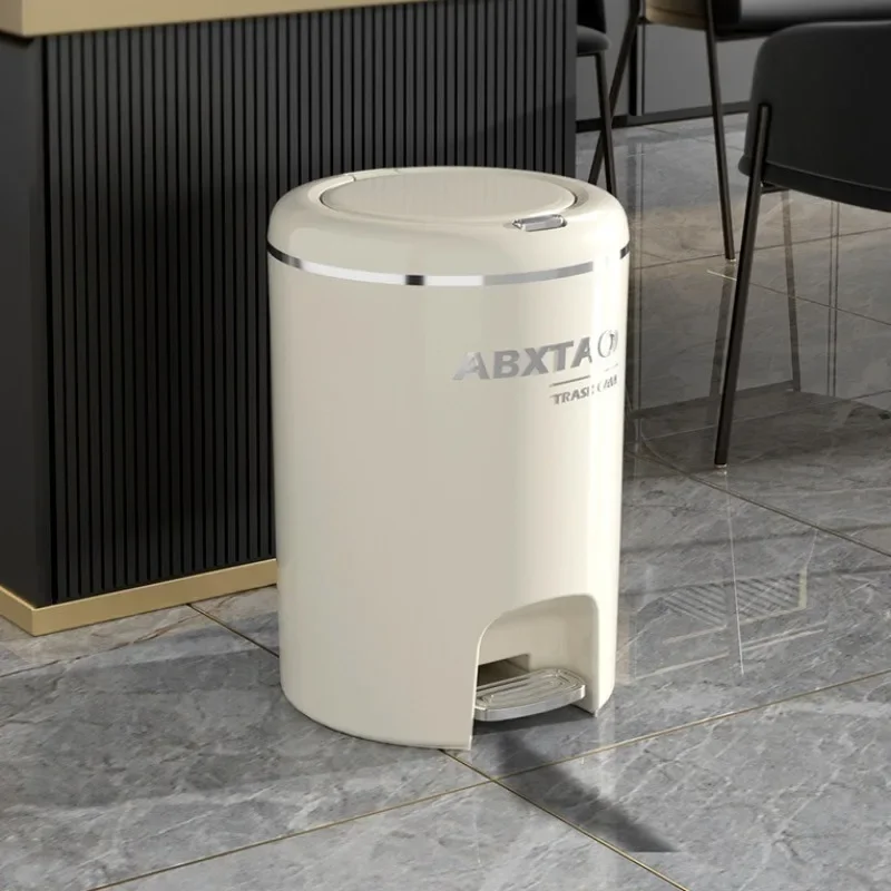 Modern Pedal Trash Can Minimalist Round Trash Bin Household Anti Odor Multifunctional Trash Cans Bathroom Kitchen Garbage Cube