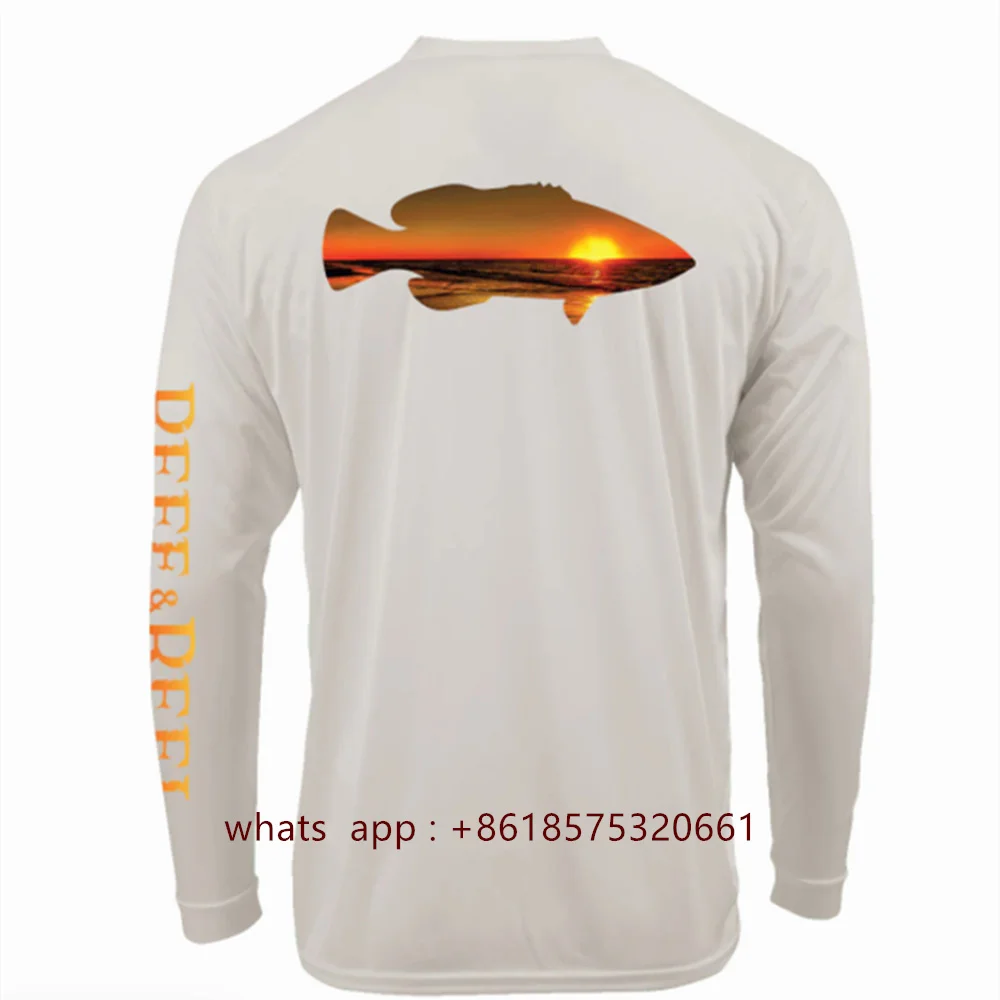 قمصان الصيد طويلة الأكمام ملابس الحماية من الأشعة فوق البنفسجية للرجال في الهواء الطلق الصيف جيرسي Upf 50 الملابس أداء تنفس الصيد