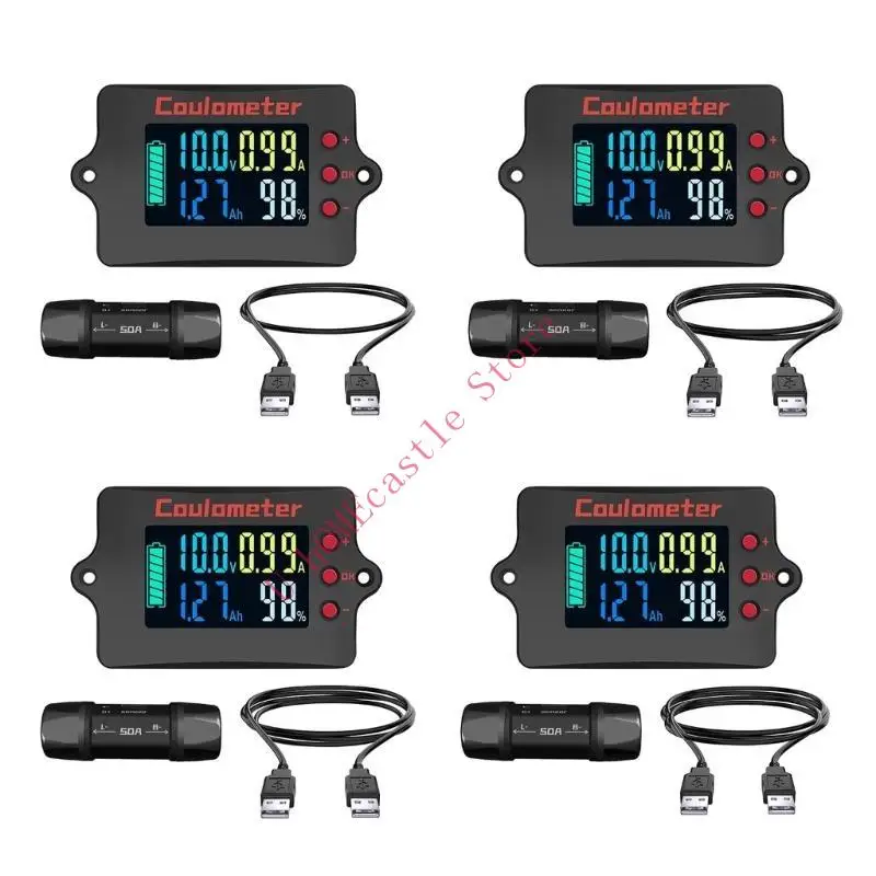 63HF Coulometer 8-120V 50A Battery Monitors Digital Voltmeter Ammeter Battery Capacity Coulomb Counter Meter