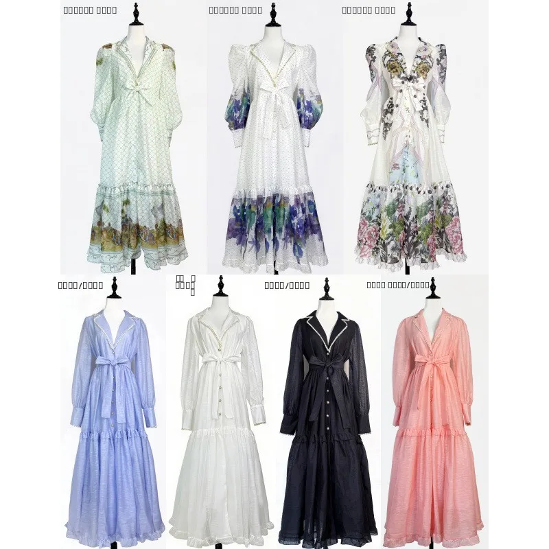 Prachtige bloemenprint pakkraag Dr French Sle Velvet materiaal midden taille lang Sve Holiday Aosphere Ele Lace Em...