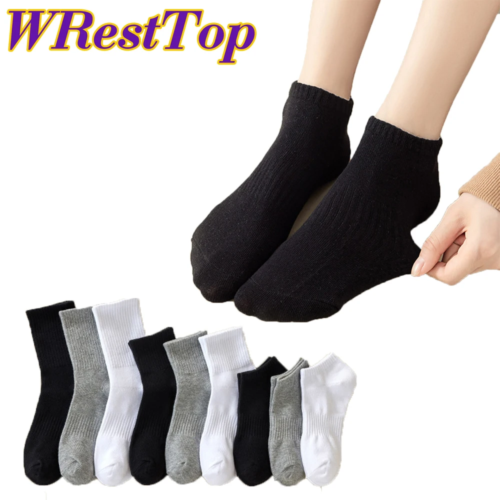 5 Pairs/Set Athletic Cushioned Compression Ankle Socks, Basketball Running Outdoor Sports Thick Long Crew Neuropathy Foot Socks