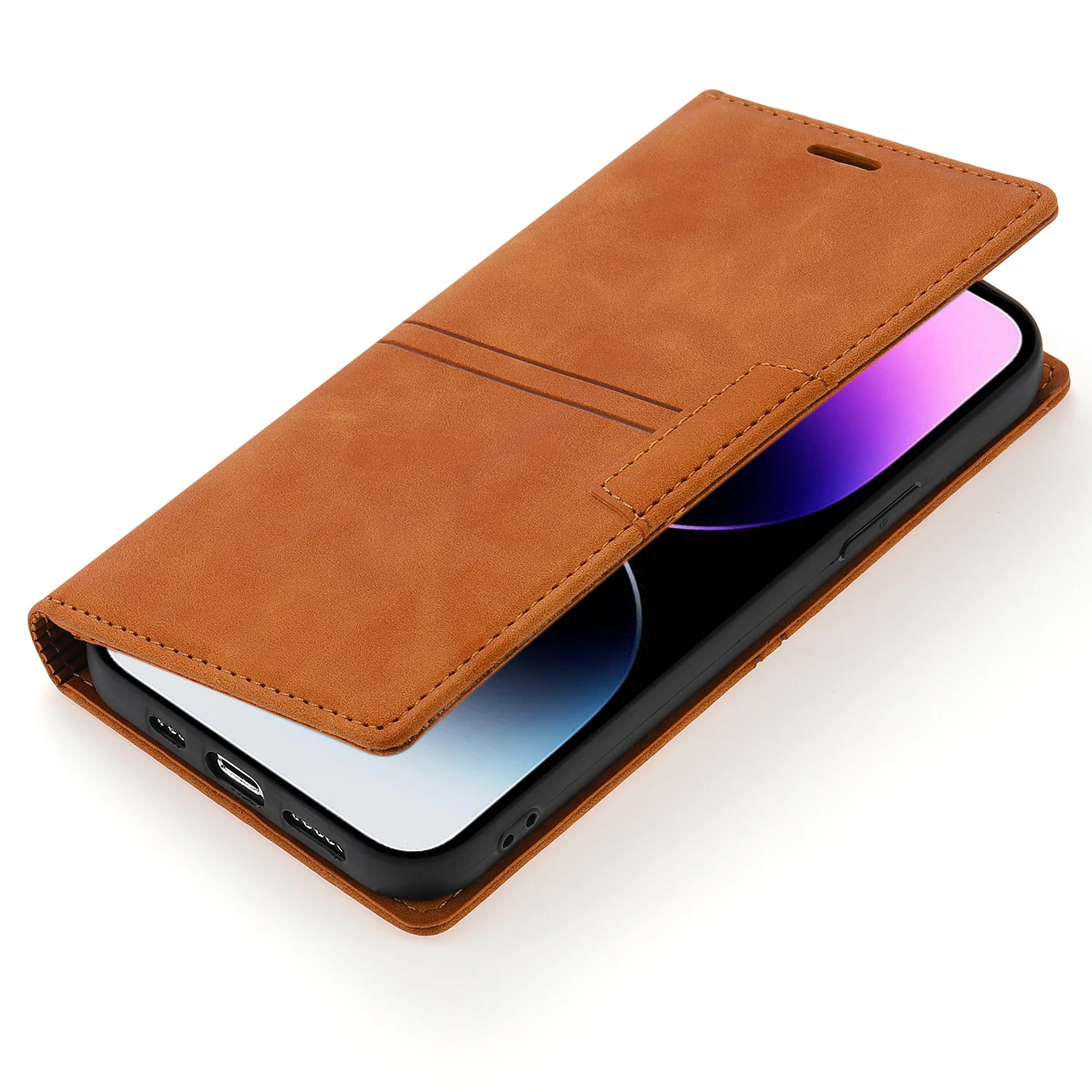 Lederen Flip Wallet Case voor iPhone 17 16 15 14 Pro Max 13 11 12 XS Max XR 16E 8 7 Plus SE Magnetische Kaarten Houder Telefoon Cover