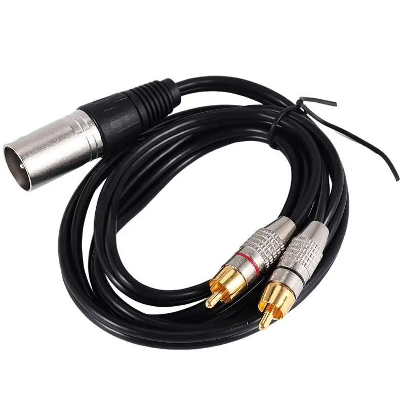 Cable de audio estéreo FEDI-1 XLR macho a 2 RCA macho, conector divisor en Y para micrófono, consola de mezclas, amplificador (1.5M)