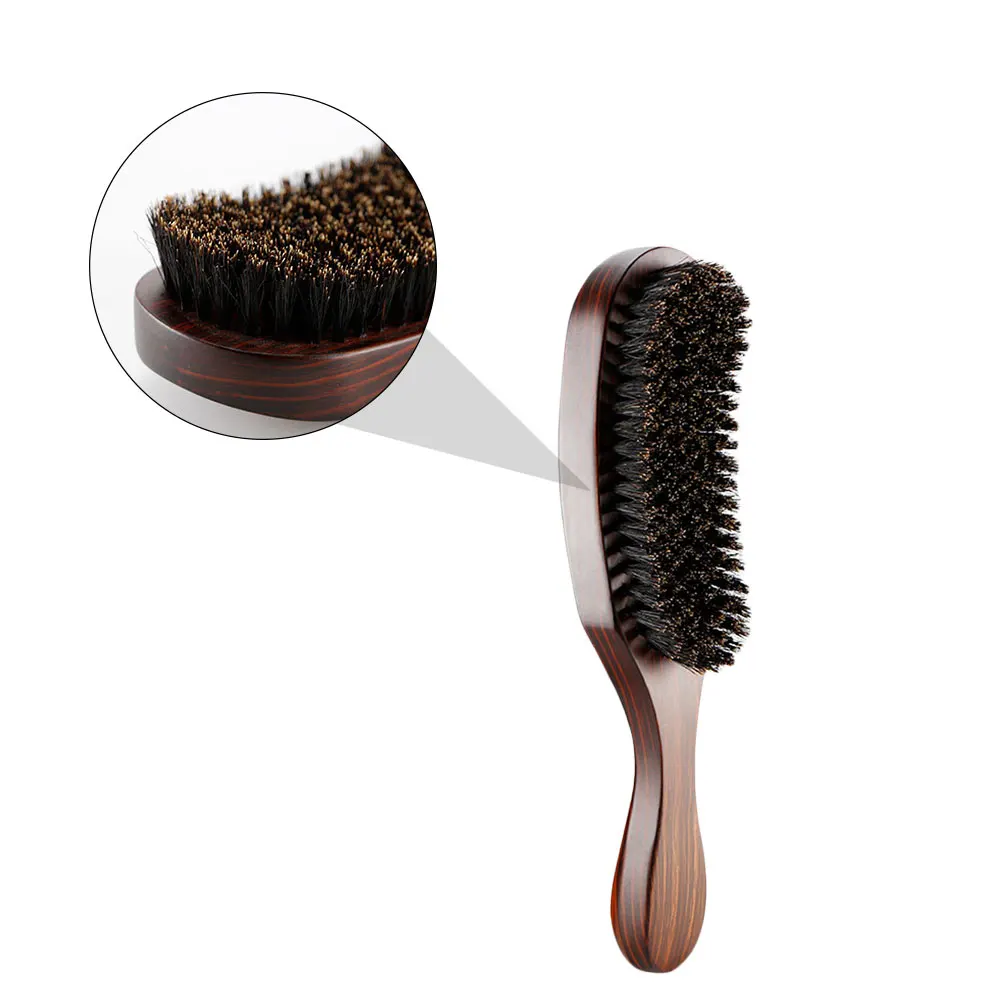 فرشاة اللحية بشعيرات الخنزير مقبض من الخشب الصلب للرجال تصفيف شعر الوجه وتدليك اللحية أداة تنظيف المحمولة #2