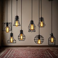 Industrial Retro Iron Art Pendant Light Dining Room Restaurant Kitchen Hanging Lamp Loft Vintage Simple Bedroom Bar Pendant Lamp