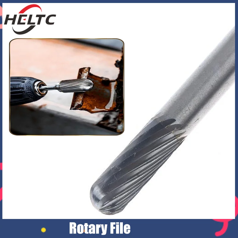 

Tungsten Carbide Rotary File Burr Style C Ball Nose Cylinder 6mm 1/4 Shank Mould Carving Tools Single Cut Milling Cutter