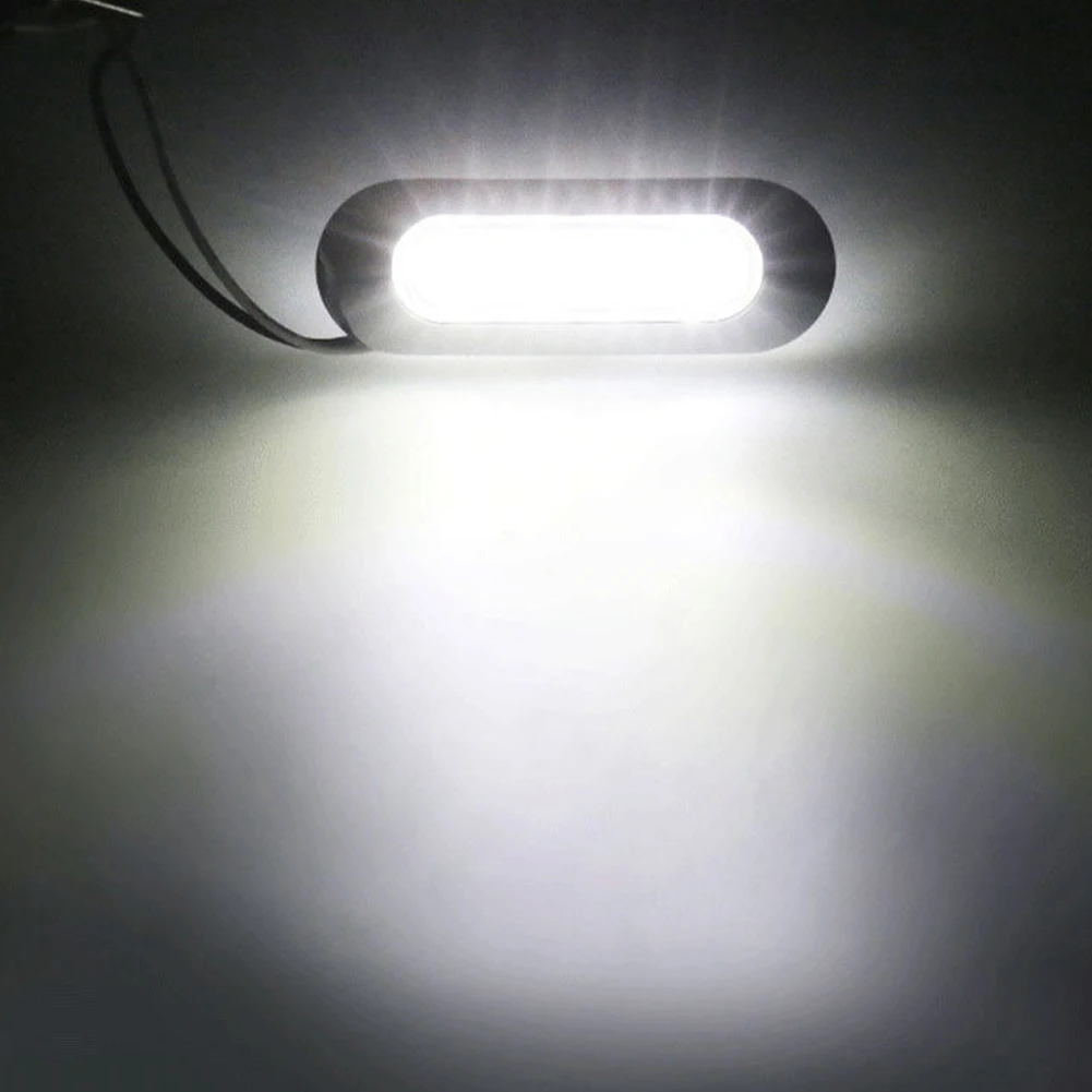 2PCS LED Marine Boat Courtesy Light 12-30V 6LED Waterproof Boat Interior Stern Transom Light Side Marker White Light