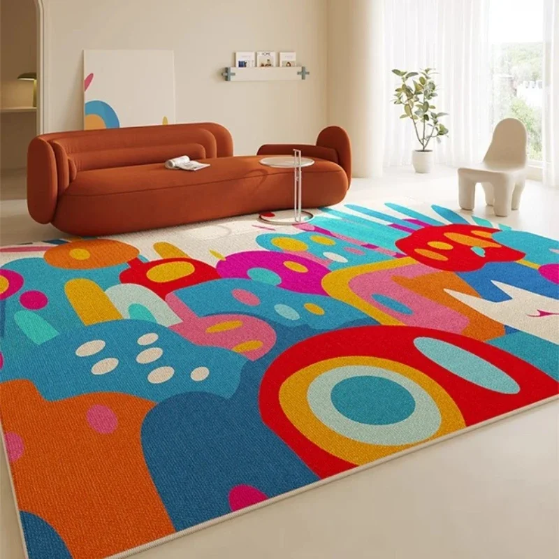 

Colorful Living Room Carpet Light Luxury High-end Cartoon Bedroom Rug French Cream Art Style Coffee Table Floor Mats Ковер Tapis