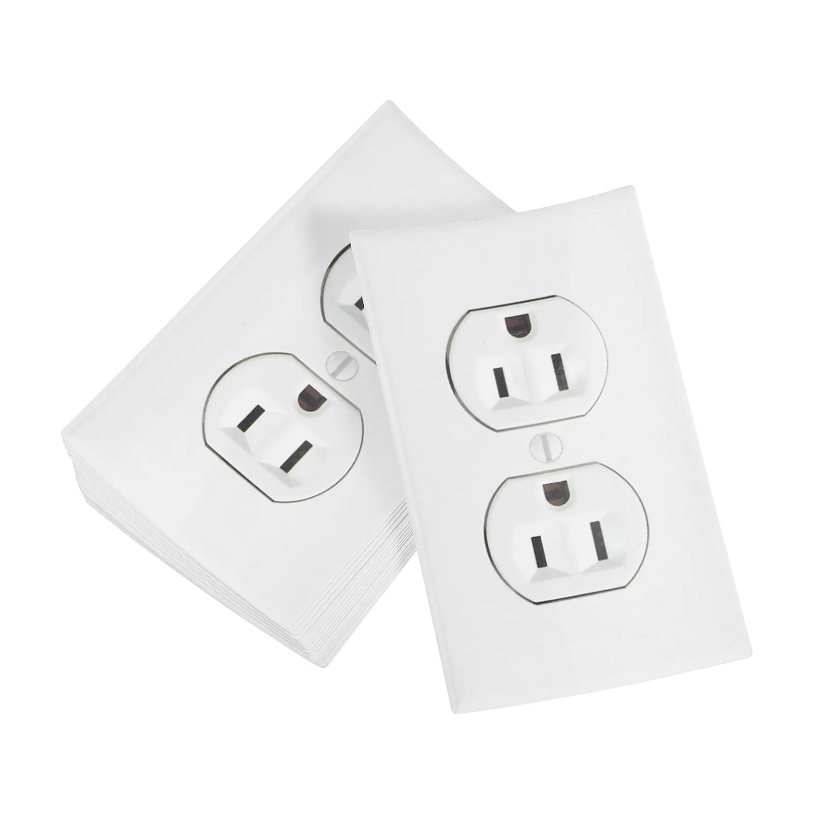 20Pcs Simulated Power Socket Stickers Fake Electrical Outlet Covers Wall Plate Decorative Prank for Office Home