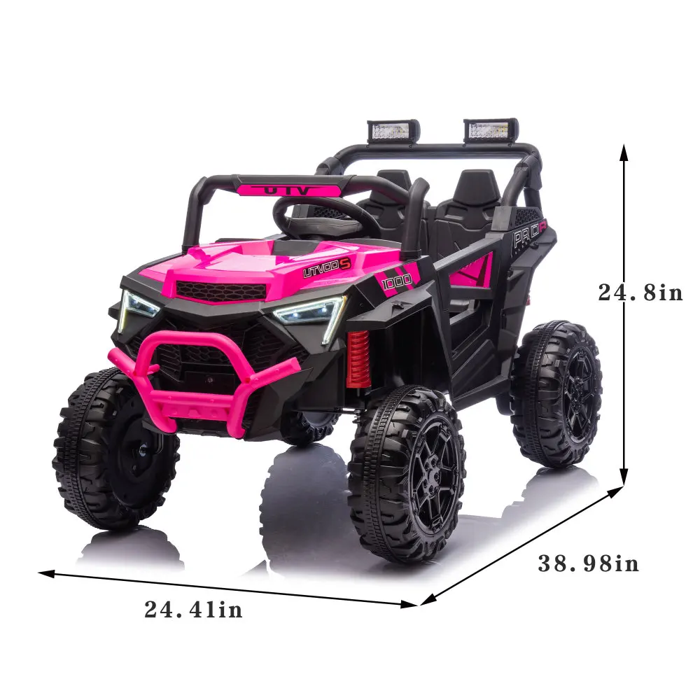 24V 2-Seater Ride on UTV 2 x 200W Motors 4.5 mph Max Speed Ride on Car w/Remote Control, MP3, Electric Car for Boys Girls Age 3+