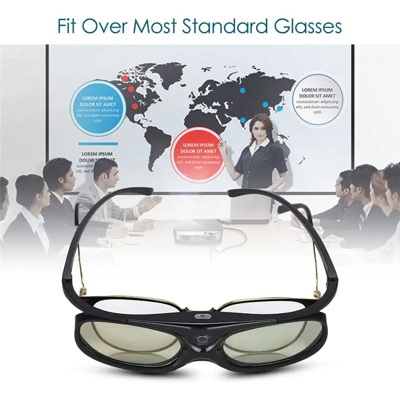 DT51 Active Shutter 3D Glasses DLP-Link USB Charging for BenQ W1070 W700 for Dell Projector 3D Glasses Projector DLP 96-144Hz