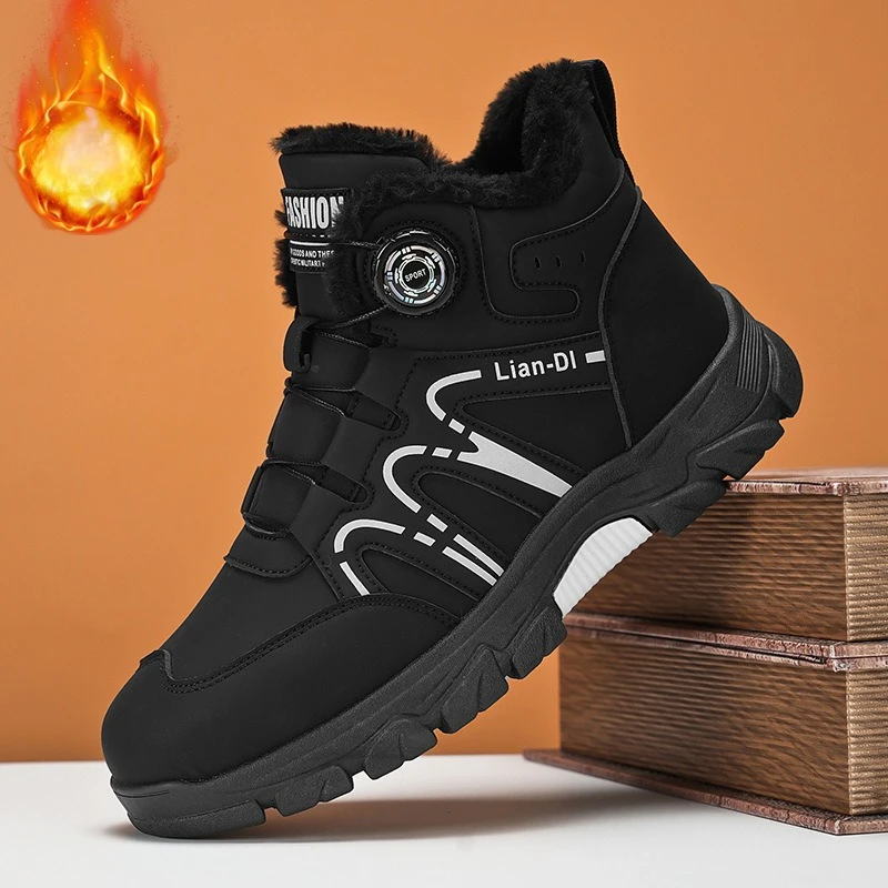 Neuer Winterstil mit Plüsch- und verdickten High-Top-Baumwollschuhen für Herren, vielseitige warme Herren-Schneestiefel