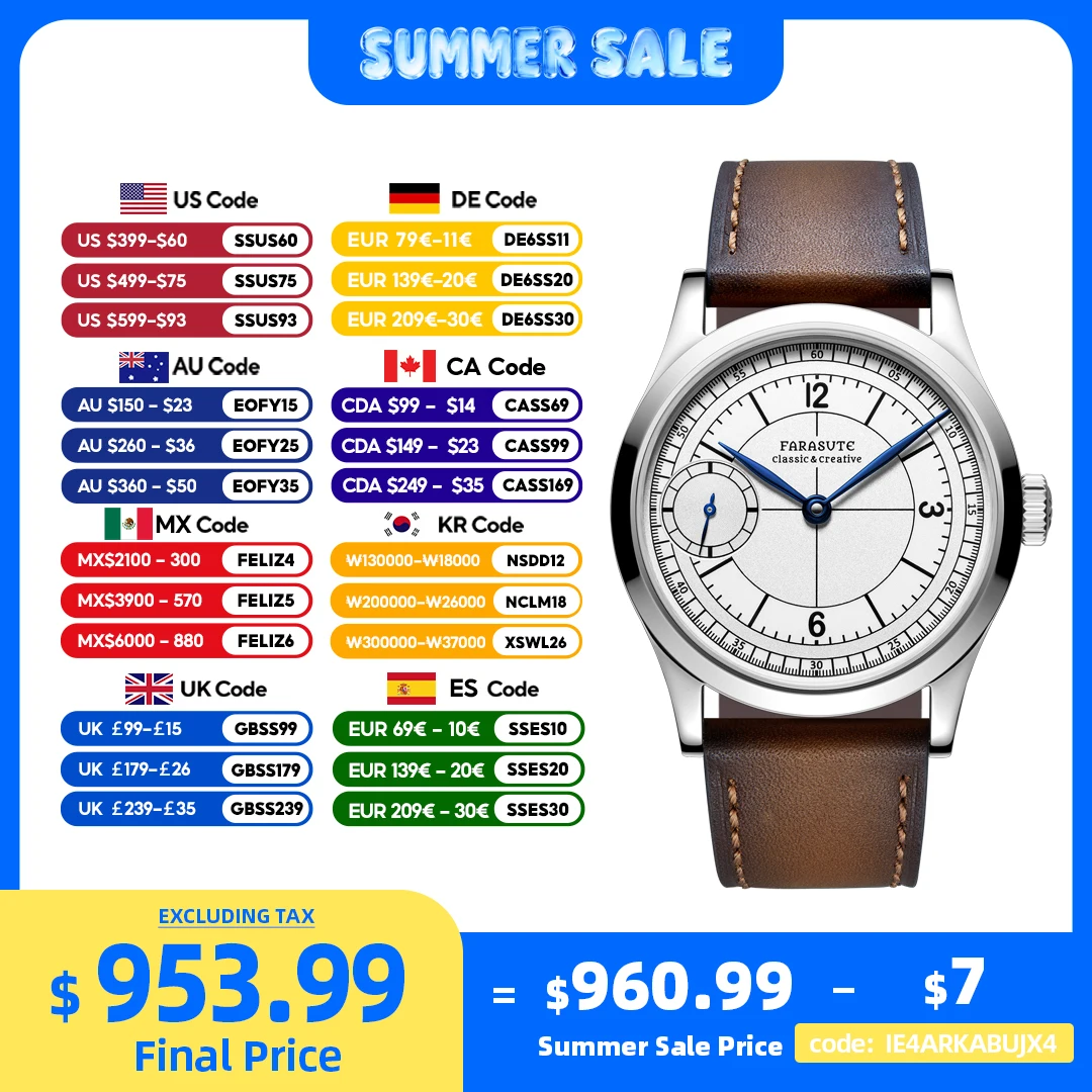 

FARASUTE Luxury 40mm Manual Mechanical Watches Men Swiss ETA6497 Movement Business 3Bar Waterproof Sapphire Wristwatch Reloj