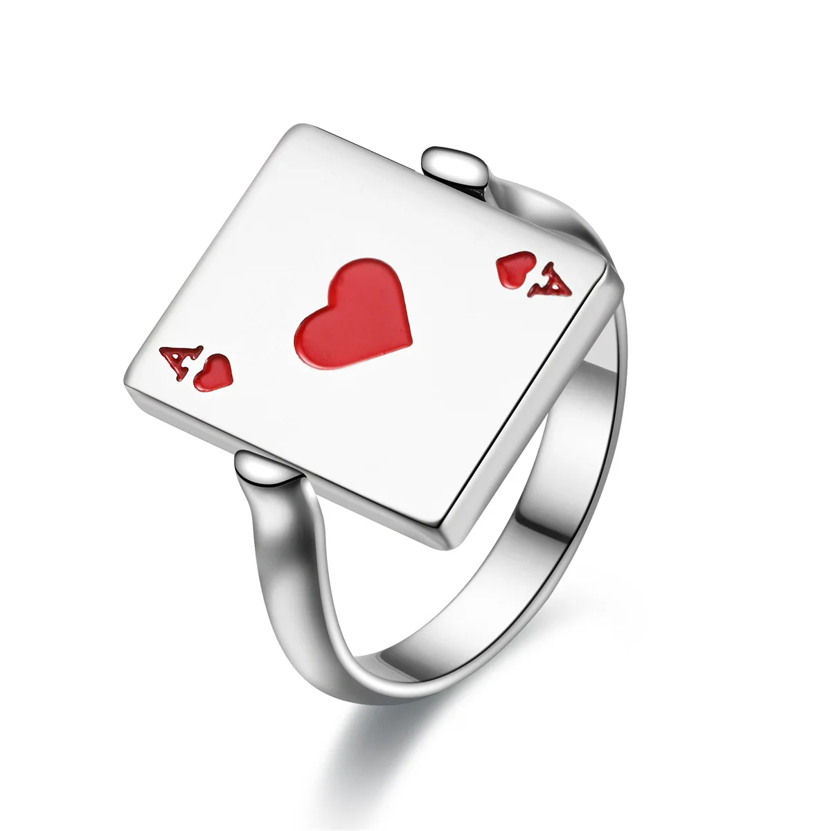 New Trendy Playing Card Spinner Rings for Women Men Fashion Poker Heart Letter Party Jewelry