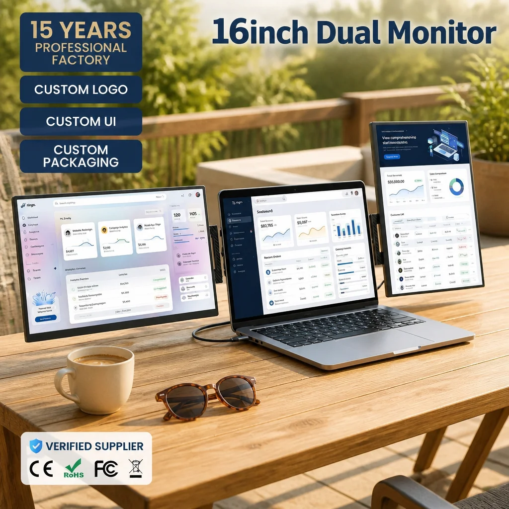 Triple Screen Laptop Monitor Foldable - Yeni 16 İnç Üç Katlı Katlanabilir