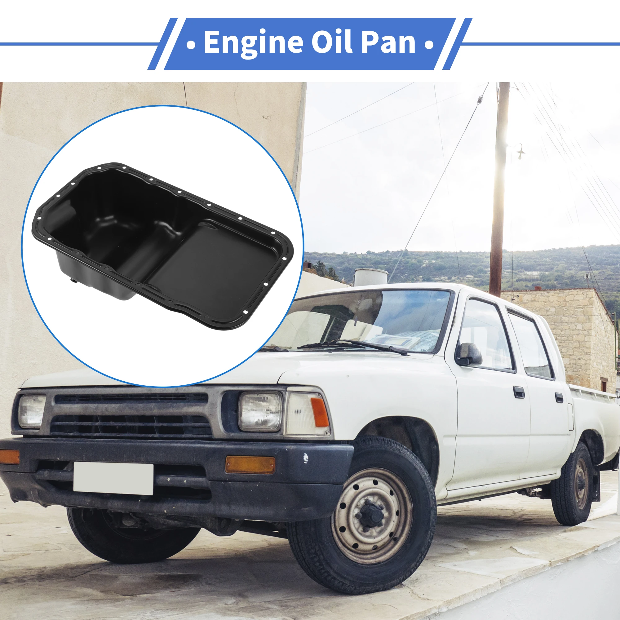 

UXCELL 1Pc No.1210165021 Engine Oil Pan for Toyota Pickup 1989-1995 V6 3.0, Steel Black