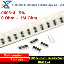 100PCS 0603*4P 0603x4 8P4R 5% 3216 1206 SMD Chip Resistor Networks Arrays 0R 100R 470R 1K 10K 20K 10R 100K 470K Ohm 101/102/103