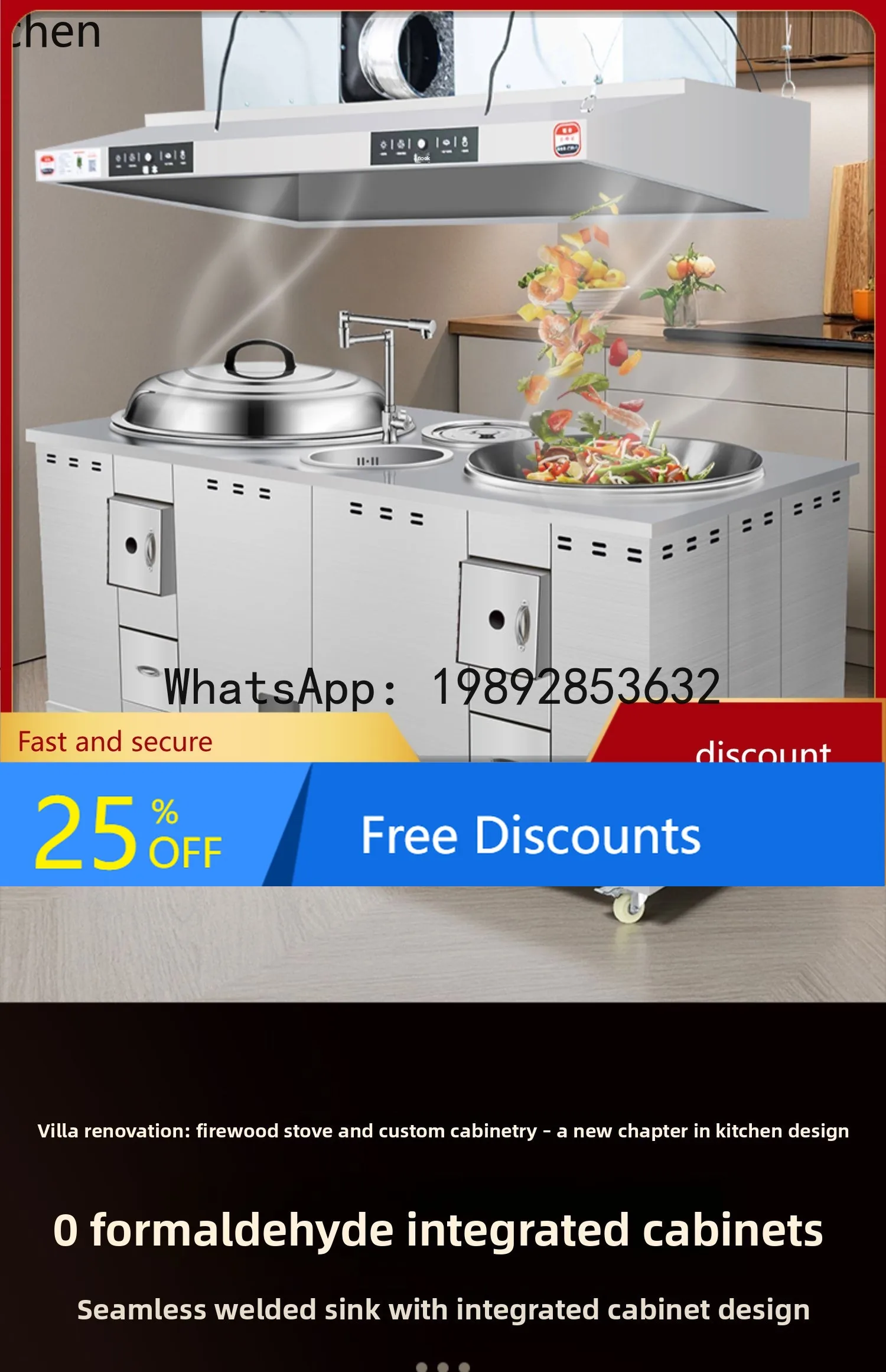 

AA Thickened Stainless Steel Stove for Home Use Wood-Burning, Mobile, High-End Villa, Self-Built House, Compatible with Cabinets