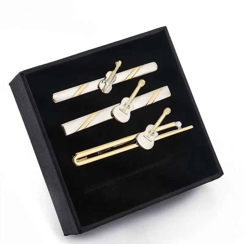 

New Gold Silver Plated Music Instrument Violin Guitar Copper Tie Clip For Men Business Wedding Party Gift