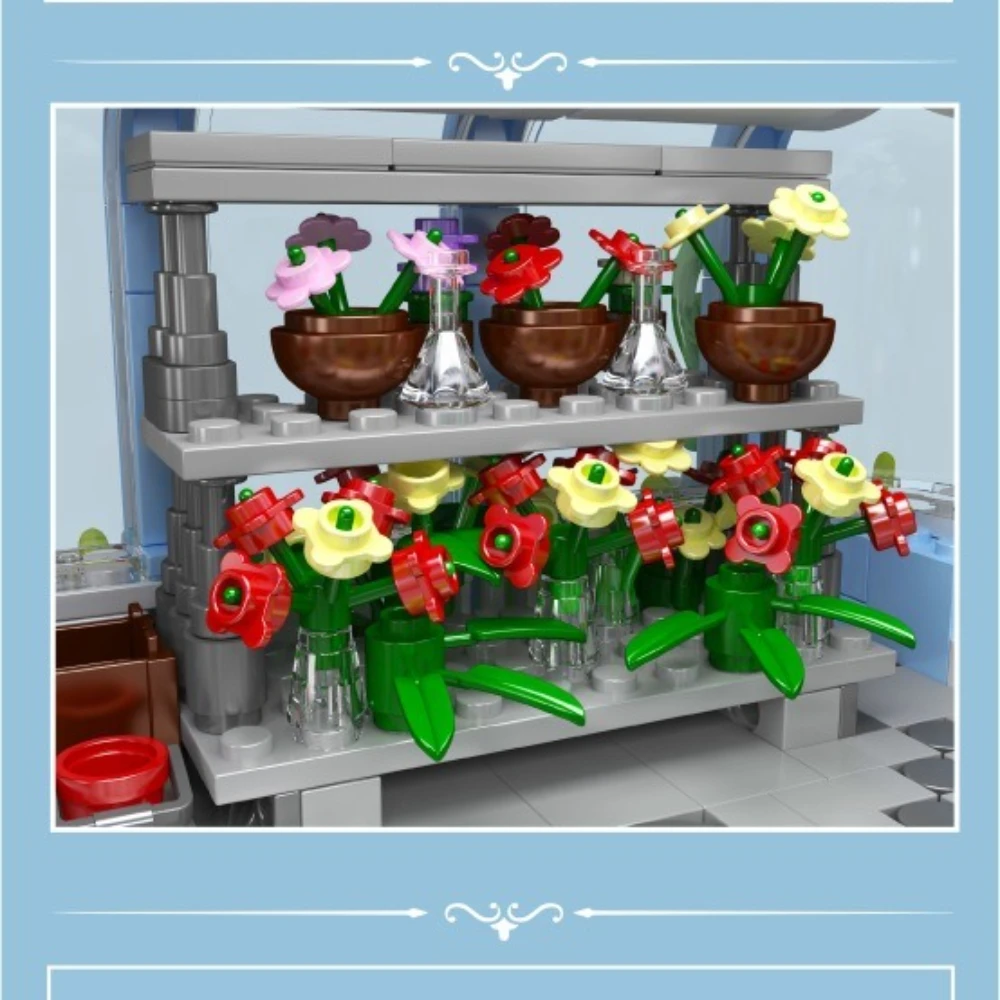 MOC-casa de jardín de flores verdes, conjunto de bloques de construcción botánicos, edición de luz botánica, Idea de planta, juguetes para niños, regalos de cumpleaños