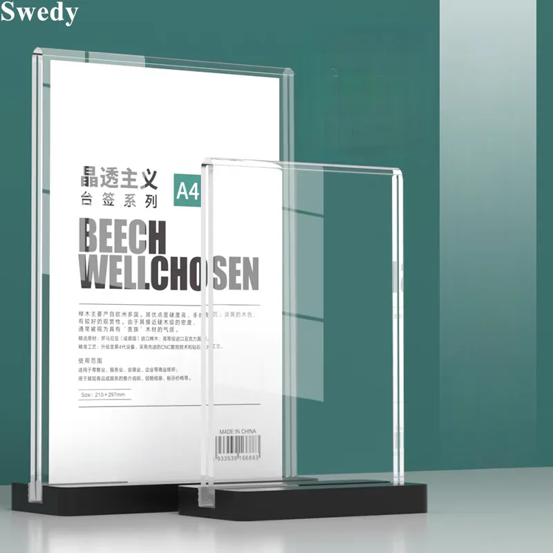 3 PCS A4 210x297mm Acrylic Sign Holder Display Stand Restaurant Menu Paper Flyer Holder Price Label Poster Photo Picture Frame