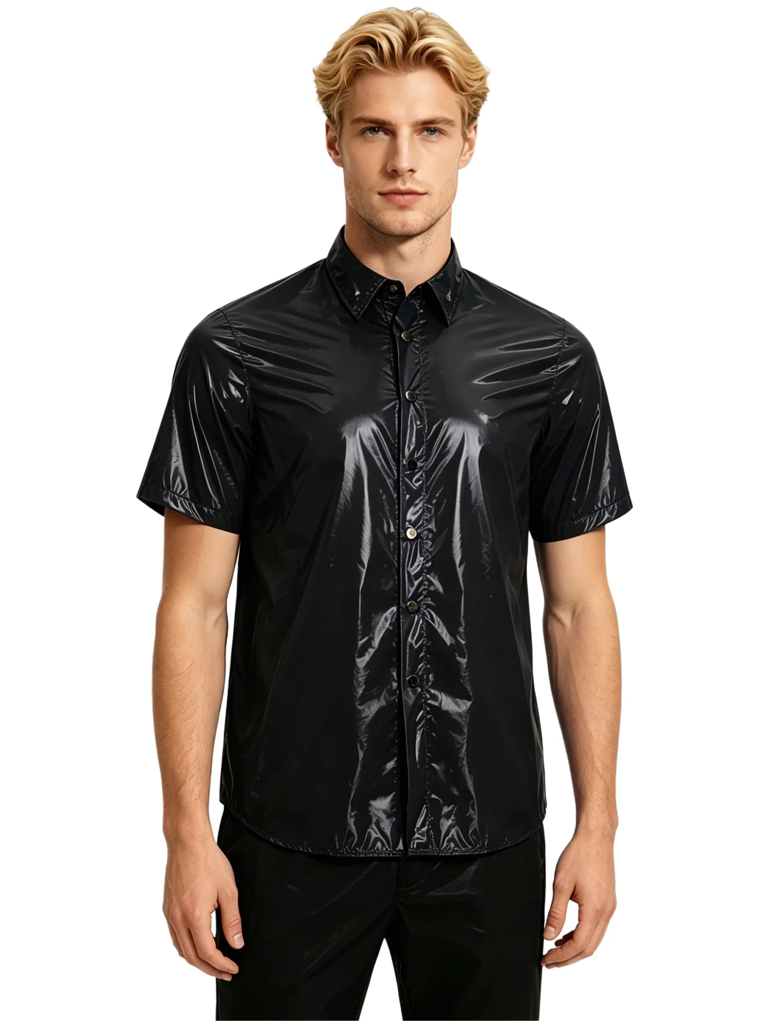 AliExpress freebily Men Glossy Waterproof Shirt Pants Raincoat Windbreaker for Camping Fishing Hiking Cycling Climbing Yoga Sauna Hip Hop Dance
