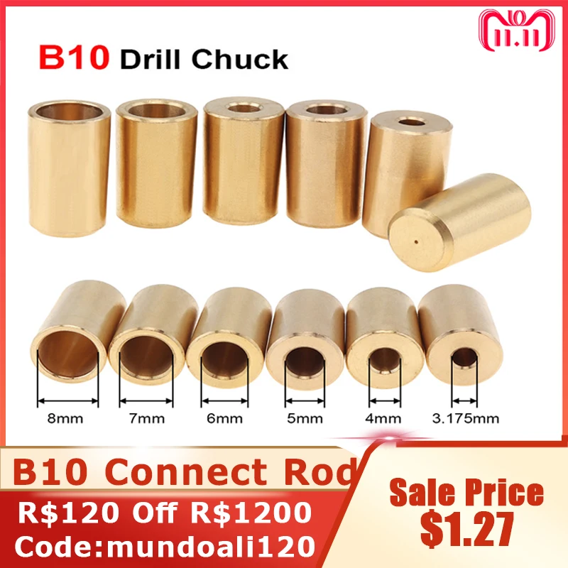 B10 Drill Chuck Adaptor Connecting Rod Shaft Sleeve Steel Copper Coupling 3.17mm 4mm 5mm 6mm 7mm 8mm