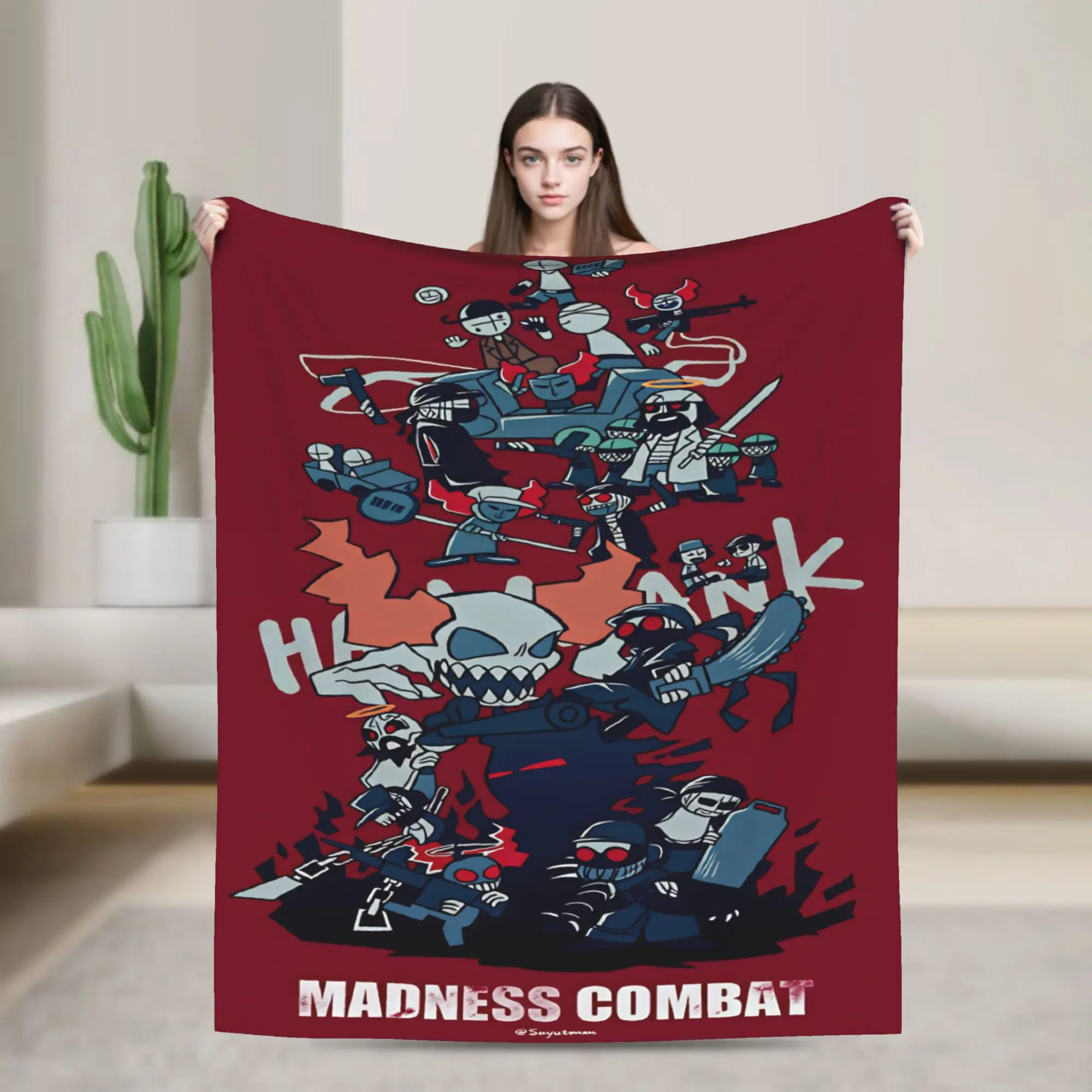 MADNESS COMBAT Blanket  Camping Flannel Throw Blanket For Outdoor Super Warm Custom Quality Bedspread Birthday Gift