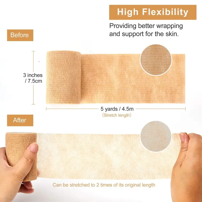 Skin color Athletic Wrap Tape Self Adhesive Elastic Bandage Sports Protector Knee Finger Ankle Palm Shoulder 1pcs/10pcs