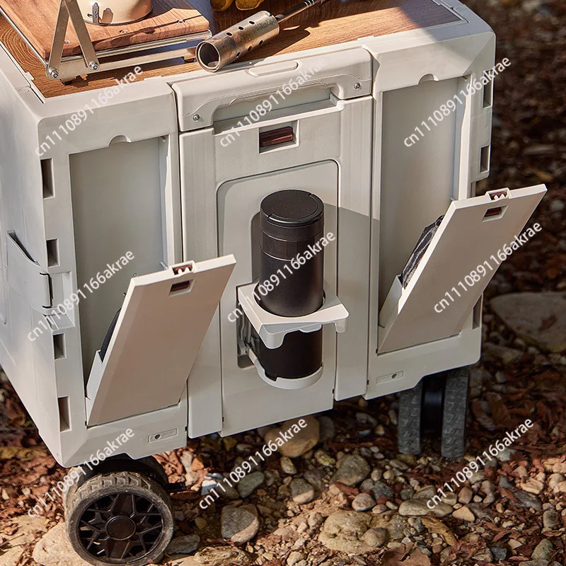 for  camper Large capacity storage box Outdoor double door foldable movable dining car Outdoor portable cart