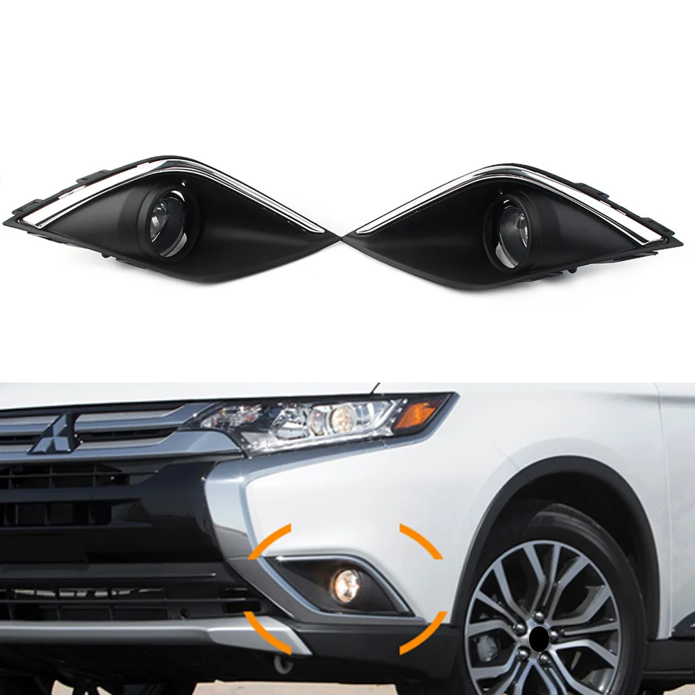 Auto Front Bumper ​Fog Lamp Light Cover Grille Bezel Harness Switch Kit For Mitsubishi Outlander 2016 2017 2018 2019