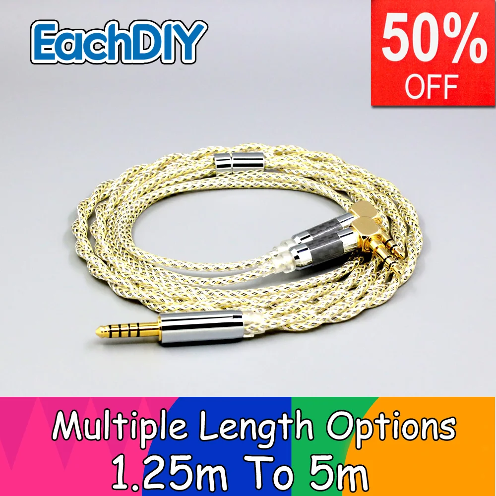 TypeS 23AWG Litz Shielding Silver OCC Earphone Cable For Verum 1 One Headphone Dual L Shape 3.5mm Pin LN008934