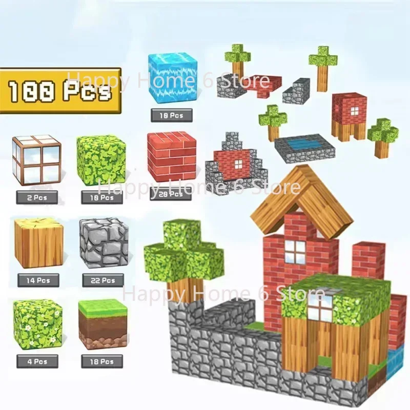 48-192pcs Magnetic Block Building Blocks Magnetic Attraction Children's Puzzle DIY Diversified and Personalized Assembly Toy Set
