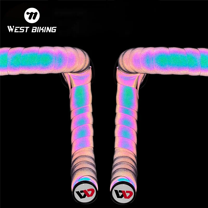 

WEST BIKING Bike Noctilucent Dazzle Handlebar Tape PU+EVA Reflective Colorful MTB Bicycle Road Fork Grip Tape Bicycle Accessorie