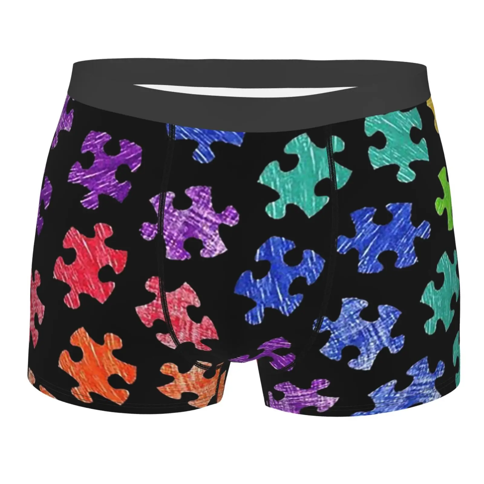 Colorful Puzzle Pattern Men's Underwear Healthy Soft Comfortable High-Quality Men's Briefs Stylish Trendy Casual Sports Panties