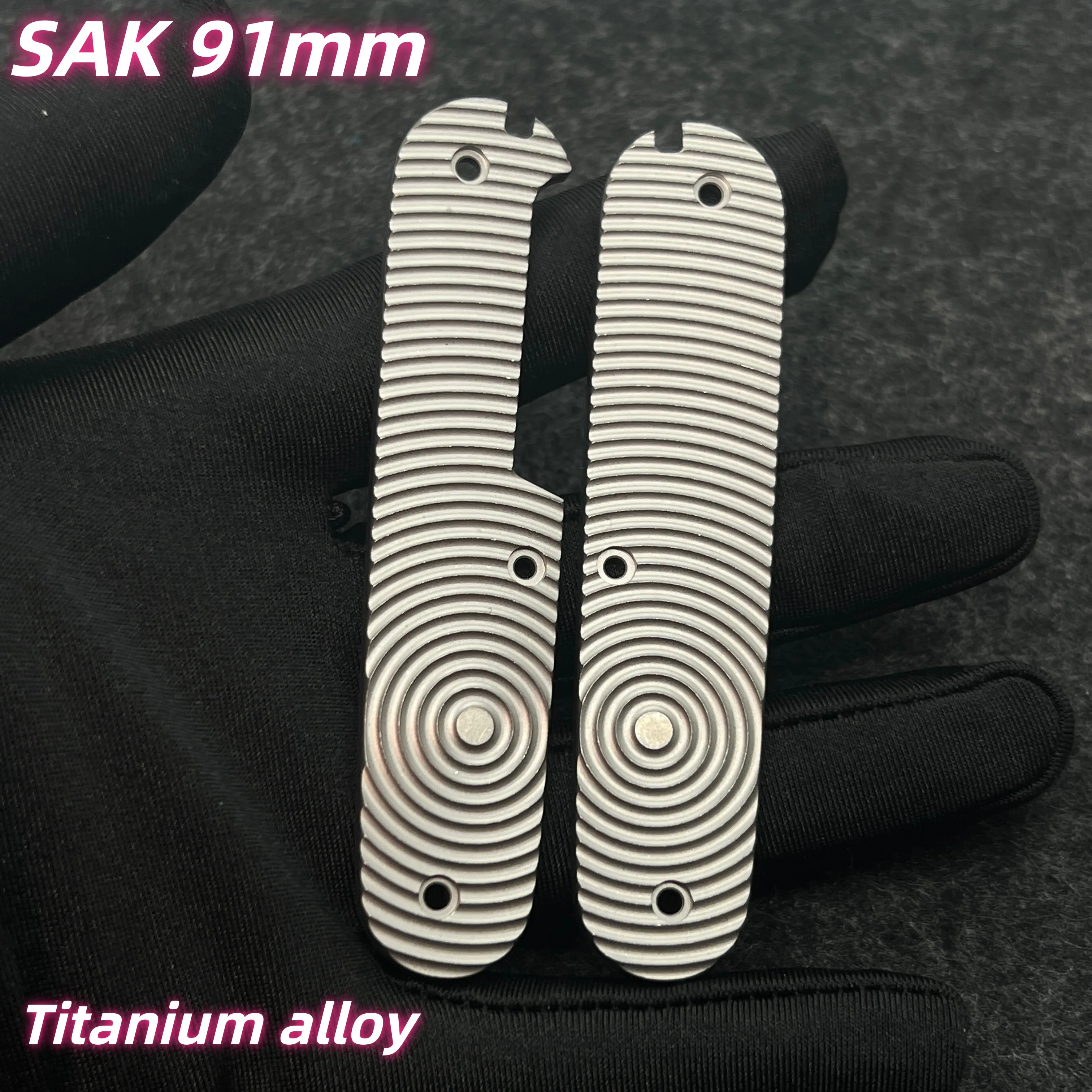 1set Replacement 3 Layers Titanium Alloy Handle Grip Scales with Corkscrew For 91mm Victorinox Swiss Army Knife SAK Scale